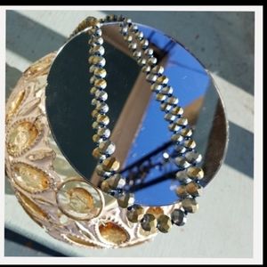 Iridescent Smokey Glass & Crystal Beaded Necklace